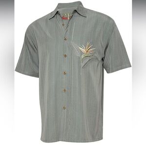 BAMBOO CAY Mens Luxury Ocean Resort Wear Aloha Shirt Embroidered Bambo…